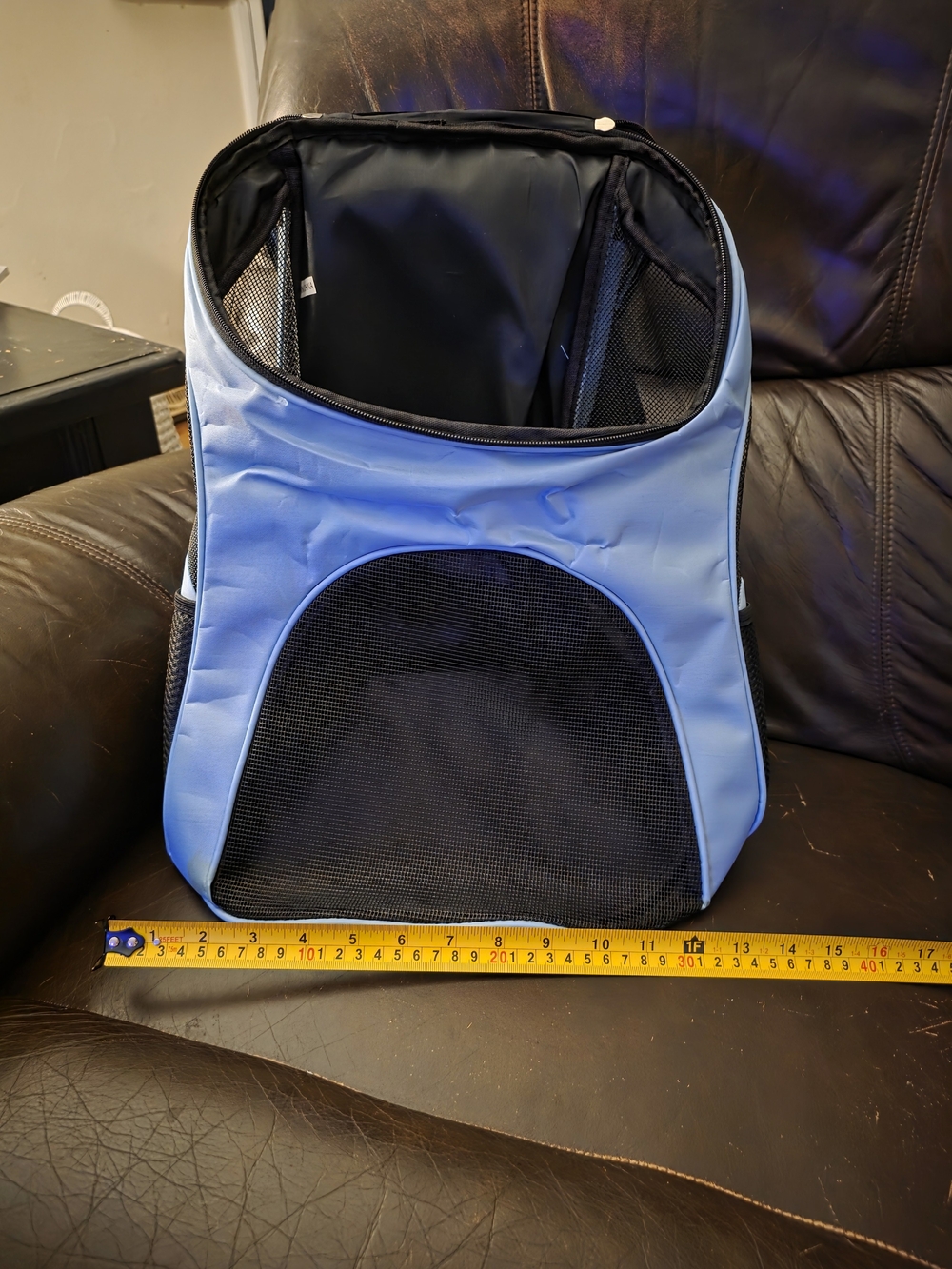 Blue Pet Carrier Backpack with Mesh Panels